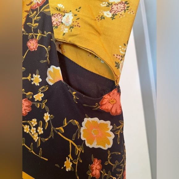 Free People 60's Sunrise Oblivion Keyhole Cut Out Dress Antique Gold size 8 - Picture 6 of 16